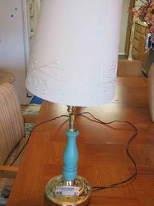lot 37 image: Turquoise table lamps qty 2, 23 tall