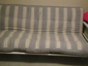 lot 111 image: white metal frame futon