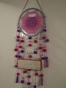 lot 114 image: Im retired stop telling me what to do pink and purple dream catcher
