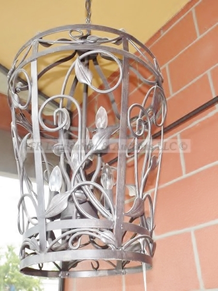 lot 6 image: Wrought iron style exterior chandelier
