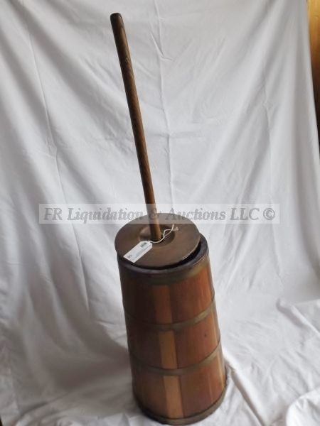 lot 10 image: Antique wood butter churn