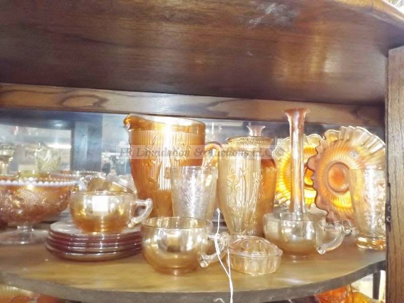 lot 50 image: Marigold  Clambroth  Amber carnival glassware