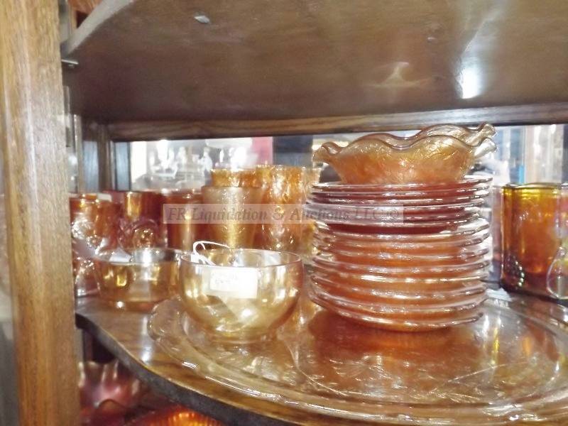 lot 52 image: Amber carnival glassware