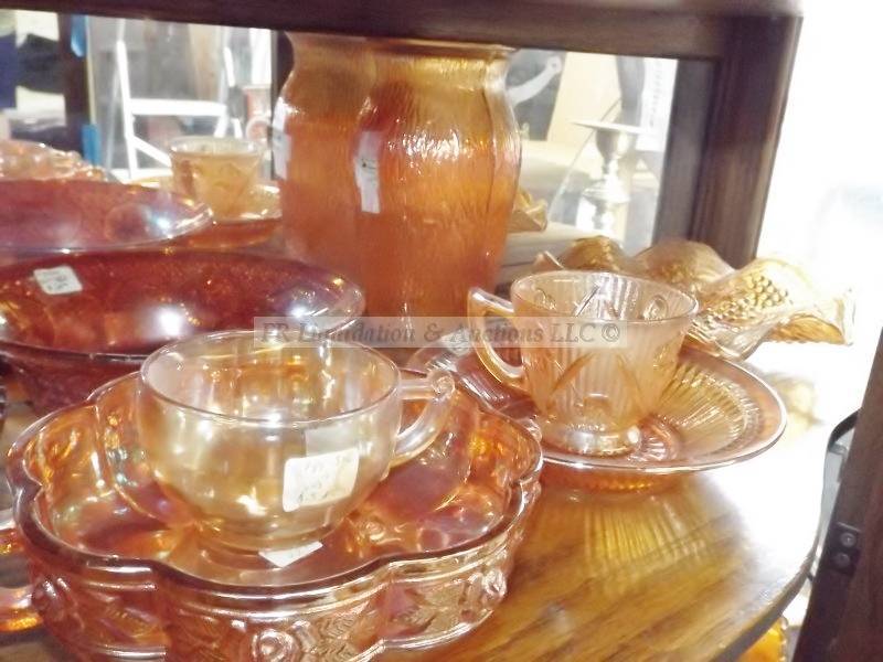 lot 53 image: Amber carnival glassware