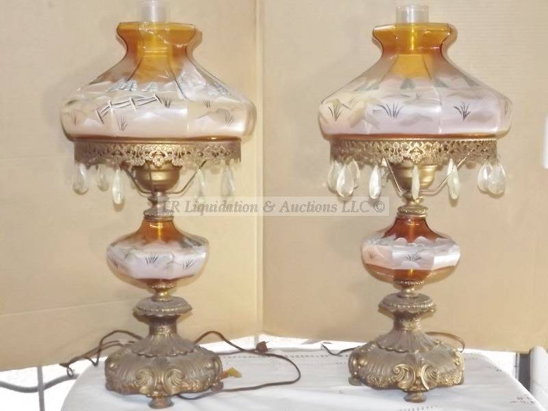 lot 56 image: Victorian style parlor lamps
