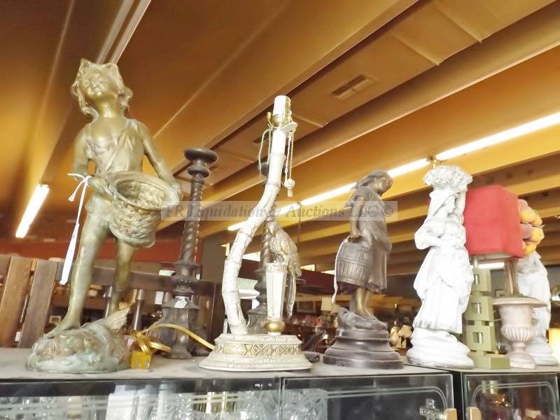 lot 67 image: Various lamp bases, metal figures & candle holders