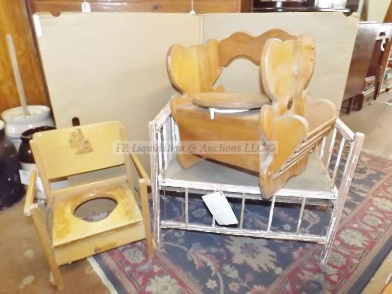 lot 104 image: Mid century wood toilet trainers