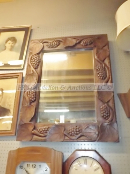 lot 114 image: Early century hand carved wood frame mirror