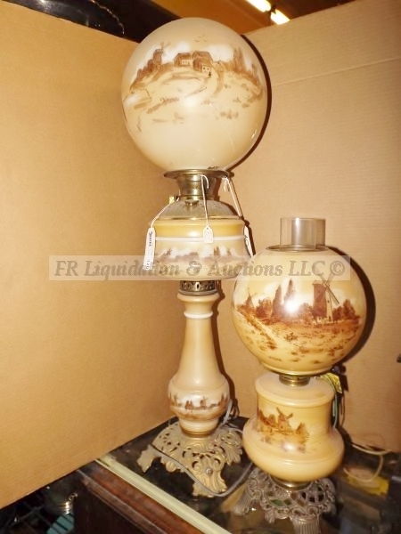 lot 120 image: Vintage Matching theme parlor lamps