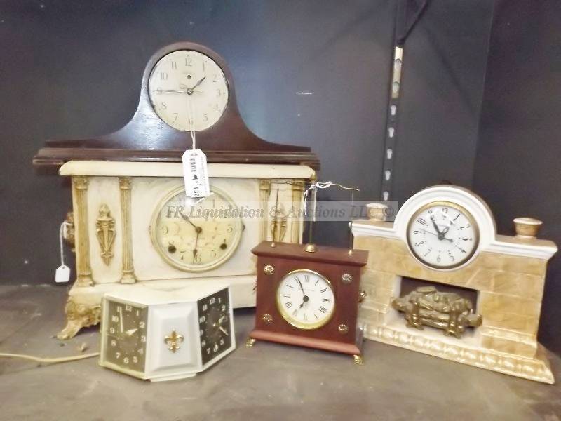 lot 136 image: Various mid century & Antique mantle clocks