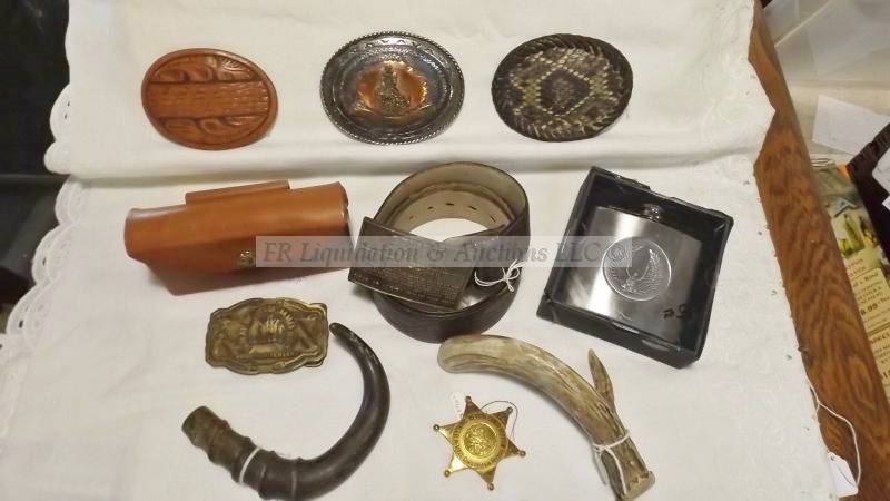 lot 829 image: Various western theme belt buckles and more