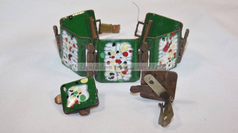 lot 813 image: Copper and Kiln Fired Ceramic Matisse demi parure set