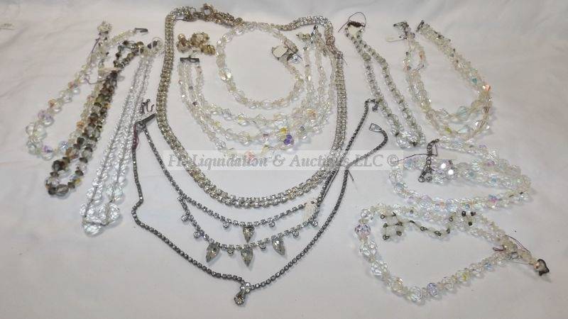 lot 796 image: Crystal and aurora borealis vintage necklaces