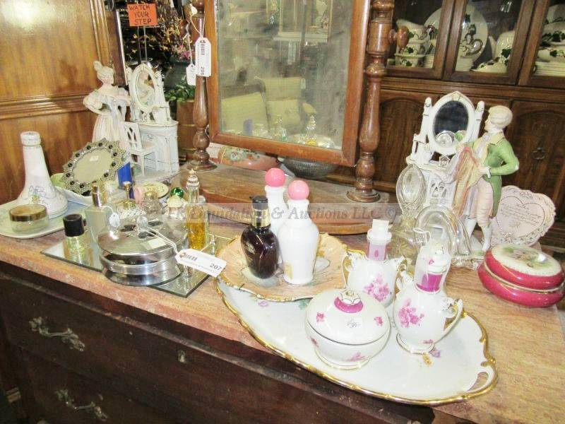 lot 207 image: Ceramic vanity bottles and more