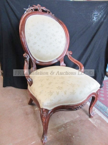 lot 222 image: Victorian style ladies parlor chair with carved roses