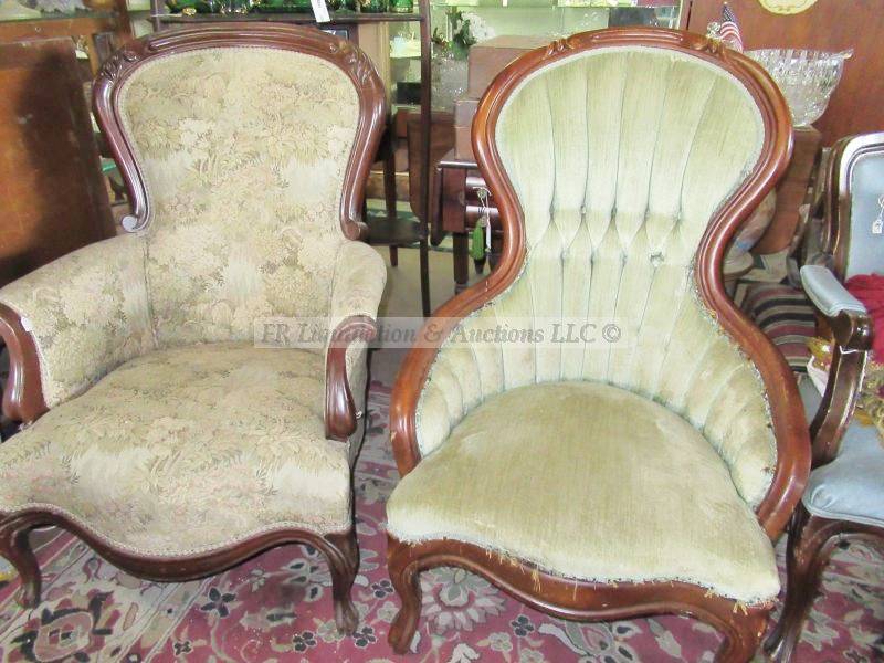 lot 237 image: Victorian style parlor chairs