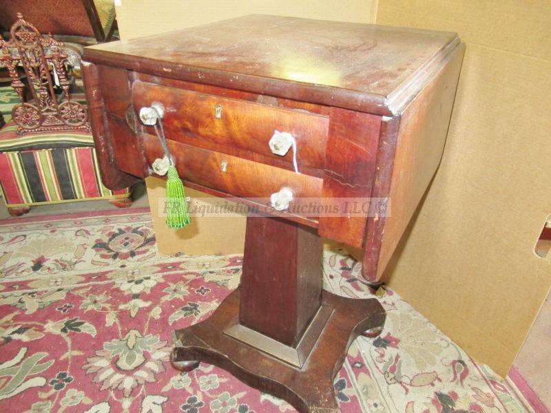 lot 246 image: Antique American Empire drop leaf workgame table