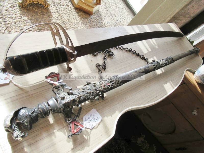 lot 273 image: Vintage rustic ceremonial swords