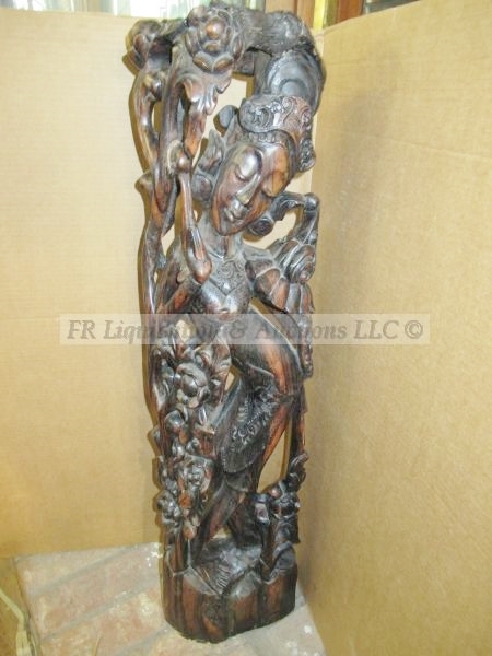 lot 300 image: Hand carved solid iron wood statue