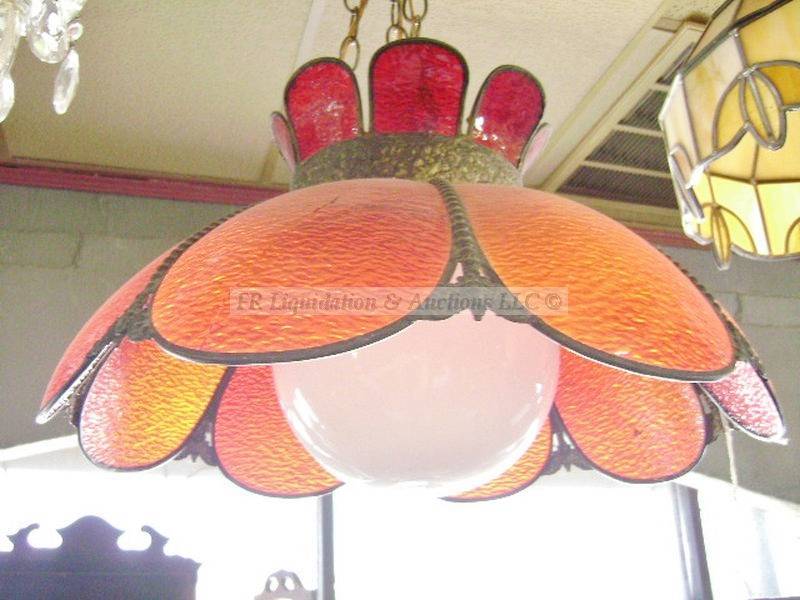 lot 346 image: Retro stained glass pool roomnook lamp