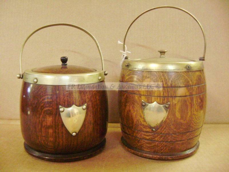lot 306 image: Edwardian antique shield biscuit barrels