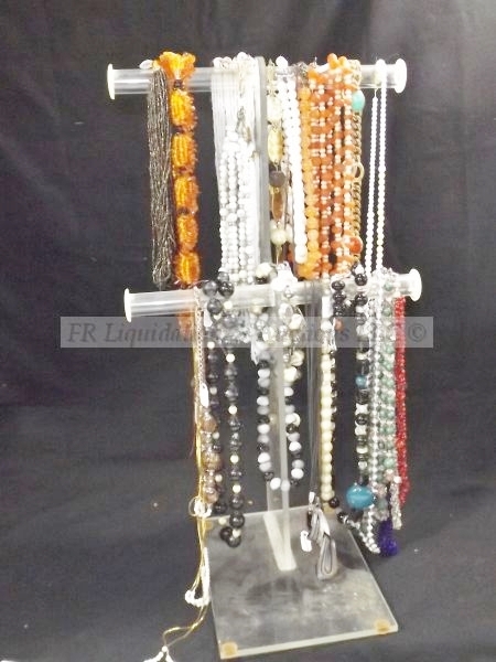 lot 495 image: Acrylic necklace stand with necklace assortment