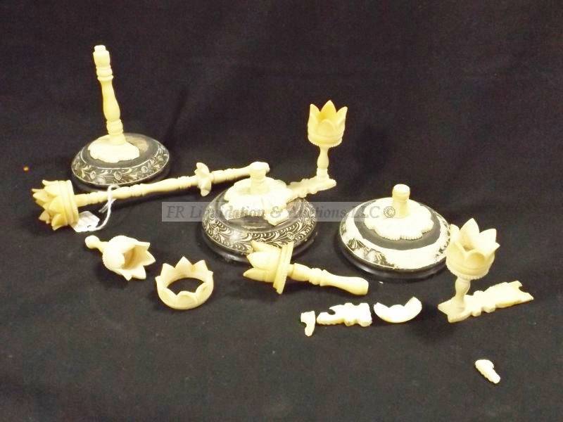 lot 526 image: Ivory candlesticks (as found)