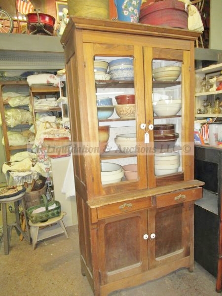lot 720 image: Antique kitchen cupboard pie safe