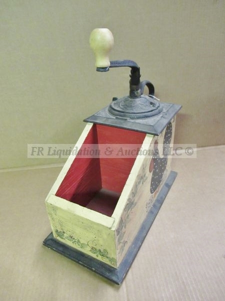 lot 701 image: Antique cast iron & wood coffee grinder