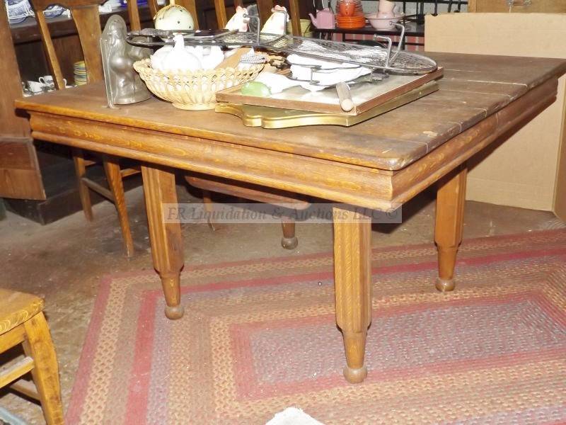 lot 704 image: Early century Solid oak dining table