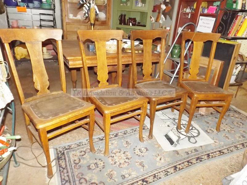 lot 703 image: Early century oak dining chairs