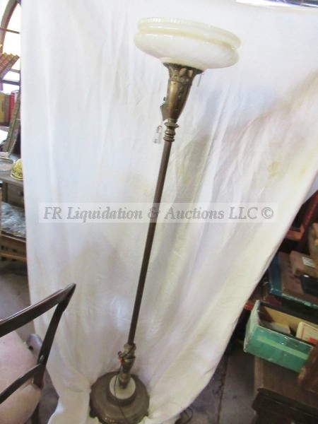 lot 338 image: Antique torchiere lamp w onyx base