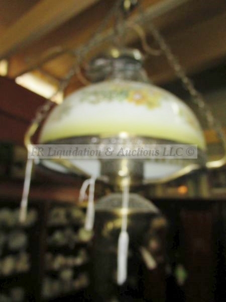 lot 382 image: Victorian electrified kerosene hanging lamp