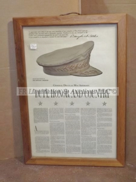 lot 574 image: Framed General Douglas Macarthur, Duty, Honor & Country print