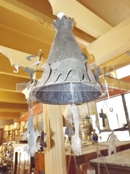 lot 410 image: Unique pierced tin hanging lamp