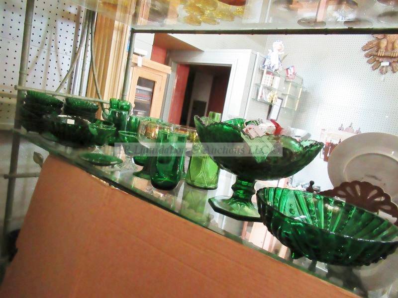 lot 396 image: Assorted Emerald green glassware