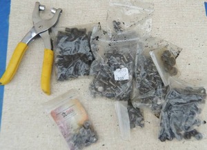 lot 355 image: Leather screws posts and tools