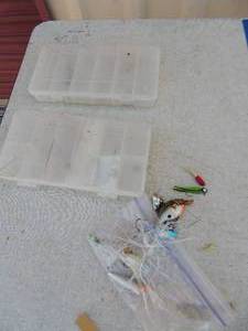 lot 379 image: Fishing lures and 2 small divided containers