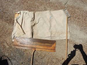 lot 390 image: Painter items - ,  canvas drop cloth,  paint shield,  pole sander