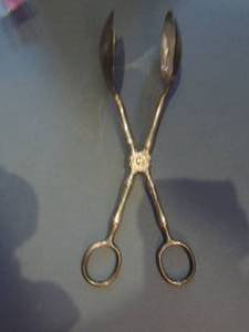 lot 319 image: Salad Serving Tongs  Italy E.P. Zinc