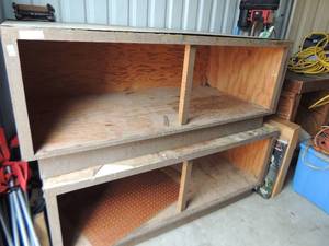 lot 344 image: Cabinets 60Lx 24H x 30 d   -one has leather tool attached   qty OF 2 CABINETS