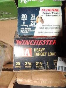 lot 418 image: WINCHESTER  20GA.  2 34  7 12 SHOT  1 BOX  &  FEDERAL 2 34 7 12 SHOT 1 BOX
