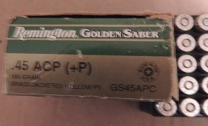 lot 435 image: REMINGTON  GOLDEN SABER 45 ACP (P) 185GR HOLLOW POINT  QTY 18  & 45AUTO  QTY 7