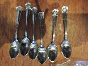 lot 308 image: Demitasse spoons monogram I x 8