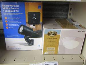 lot 177 image: Smart wireless motion sensor plus spotlight kit, Hampton bay 9 flush mount