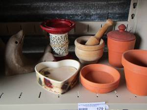 lot 179 image: small plant pots, dcor dolphin - candle stand and more