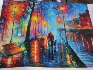 lot 80 image: Painting on canvas by Leonid Afremov 2428  STREET SCENE