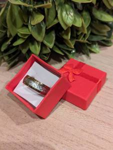 lot 61 image: NEW - Yellow Gold Meteorite Inlay Ring (Size 11)