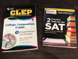lot 89 image: NEW - 2 Book Set SAT and CLEP Prep Books