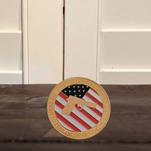 lot 49 image: NEW - 2nd Amendment Pro-Gun Rights Full Color Collectable Coin 24k Gold Plated Nwot